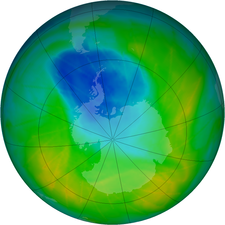 Antarctic ozone map for 28 November 2009